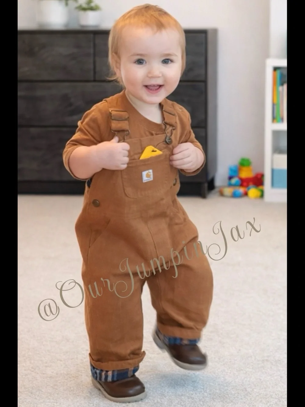 Carhartt Infants' Flannel Lined Canvas Bib Overalls (12M)